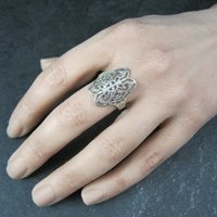 Vintage Sterling Silver Filigree Ring Size 8