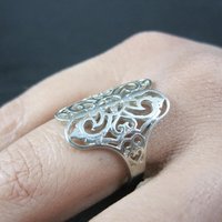 Vintage Sterling Silver Filigree Ring Size 8