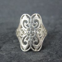 Vintage Sterling Silver Filigree Ring Size 8