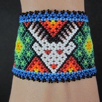 Vintage Loom Beaded Deer Bracelet 7"
