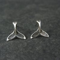 Vintage Sterling Silver Whale Tail Stud Earrings