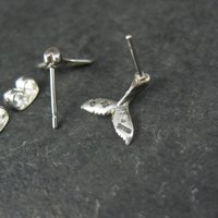 Vintage Sterling Silver Whale Tail Stud Earrings