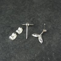 Vintage Sterling Silver Whale Tail Stud Earrings