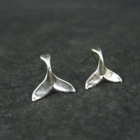 Vintage Sterling Silver Whale Tail Stud Earrings