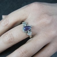 Dainty Sterling Amethyst Ring Size 10 Vintage Silver