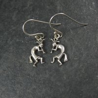Dainty Sterling Kokopelli Earrings - Vintage Southwestern Silver Dangles