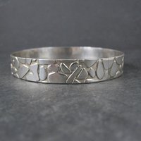 Mexican Sterling Pebble Bangle Bracelet 8" Vintage 925 Silver