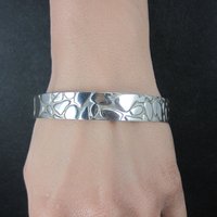 Mexican Sterling Pebble Bangle Bracelet 8" Vintage 925 Silver