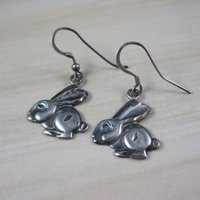 Sterling Rabbit Earrings Vintage Silver Bunny