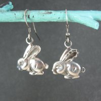 Sterling Rabbit Earrings Vintage Silver Bunny