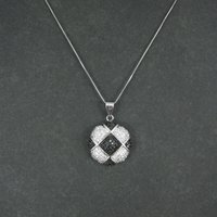 Sterling Silver Black & White Pendant Necklace