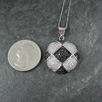 Sterling Silver Black & White Pendant Necklace