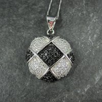 Sterling Silver Black & White Pendant Necklace