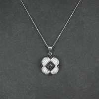 Sterling Silver Black & White Pendant Necklace