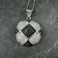 Sterling Silver Black & White Pendant Necklace