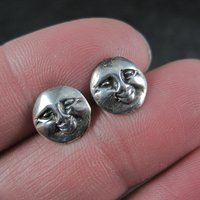 Vintage Sterling Moon Face Earrings