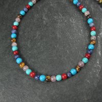 Estate Sterling 4MM Gemstone Bead Necklace