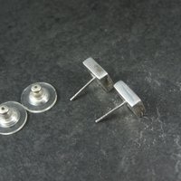 Vintage Sterling Silver Square Earrings 10MM