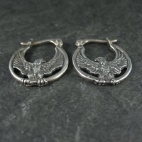 Sterling Silver Eagle Earrings Latch Closures Vintage