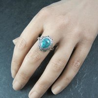 Estate Sterling Turquoise Ring Adjustable