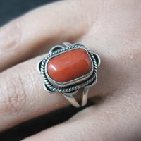 Southwestern Coral Ring Sterling Silver Size 8