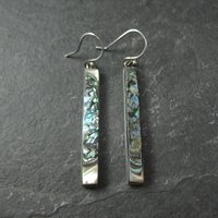 Long Vintage Abalone Earrings Sterling Silver
