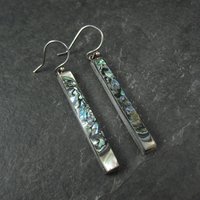 Long Vintage Abalone Earrings Sterling Silver