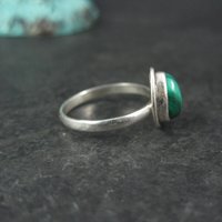 Dainty Sterling Malachite Ring Size 6