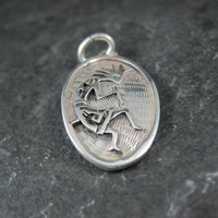 Vintage Sterling Silver Kokopelli Pendant Southwestern Overlay