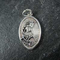 Vintage Sterling Silver Kokopelli Pendant Southwestern Overlay