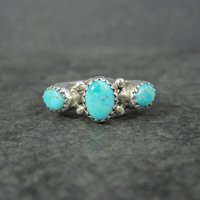 Vintage Sterling 3 Stone Turquoise Ring Size 7