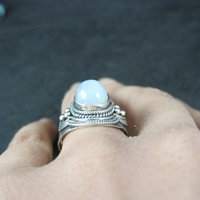 Sterling Silver Rainbow Moonstone Ring Size 7