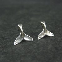 Vintage Sterling Silver Whale Tail Stud Earrings