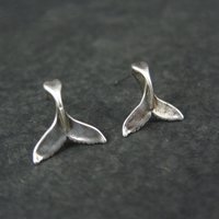 Vintage Sterling Silver Whale Tail Stud Earrings