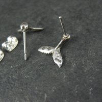 Vintage Sterling Silver Whale Tail Stud Earrings