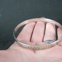 Mexican Sterling Hammered Bangle Bracelet 8" Vintage Silver