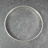 Mexican Sterling Hammered Bangle Bracelet 8" Vintage Silver