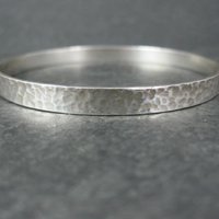Mexican Sterling Hammered Bangle Bracelet 8" Vintage Silver
