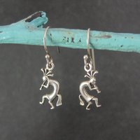 Dainty Sterling Kokopelli Earrings - Vintage Southwestern Silver Dangles