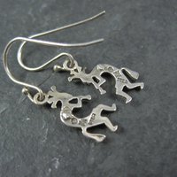 Dainty Sterling Kokopelli Earrings - Vintage Southwestern Silver Dangles