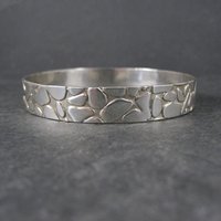 Mexican Sterling Pebble Bangle Bracelet 8" Vintage 925 Silver