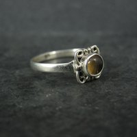 Dainty Sterling Silver Citrine Ring Size 9 Estate Jewelry