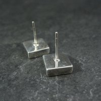 Vintage Sterling Silver Square Earrings 10MM
