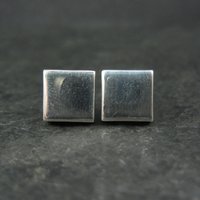 Vintage Sterling Silver Square Earrings 10MM