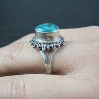 Estate Sterling Turquoise Ring Adjustable