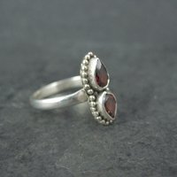 Estate 2 Garnet Ring Sterling Silver Size 7