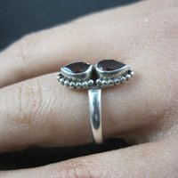 Estate 2 Garnet Ring Sterling Silver Size 7