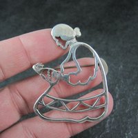 Navajo Mother and Child Brooch Sterling Silver