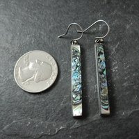 Long Vintage Abalone Earrings Sterling Silver
