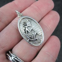 Vintage Sterling Silver Kokopelli Pendant Southwestern Overlay